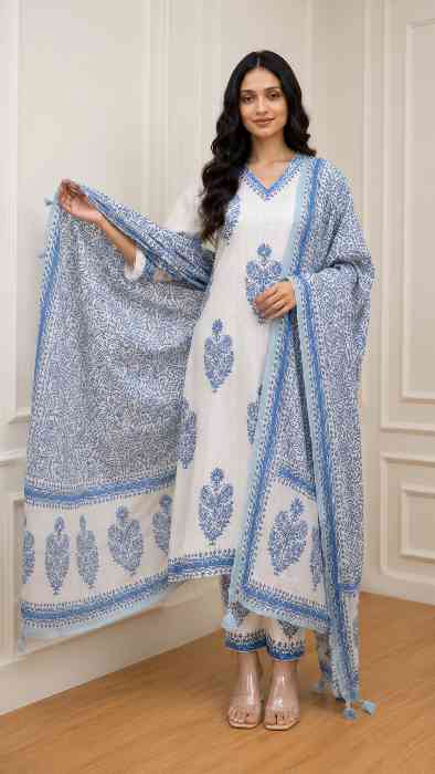 Women's Cotton Printed Floral Straight Kurta Set